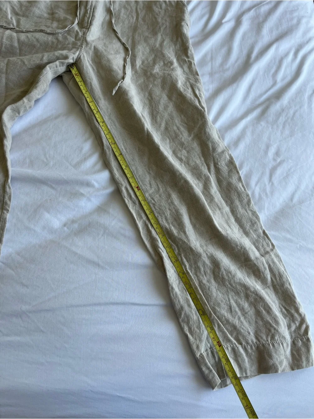 Cos Linen Drawstring Wide-Leg Pants — Beige/Tan size 8